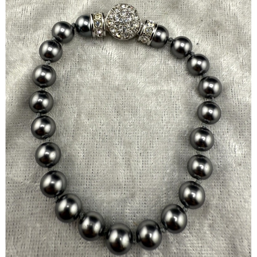 Nolan Miller Gray Faux Pearl Bracelet Clasp Silver Tone ‎ 7"
